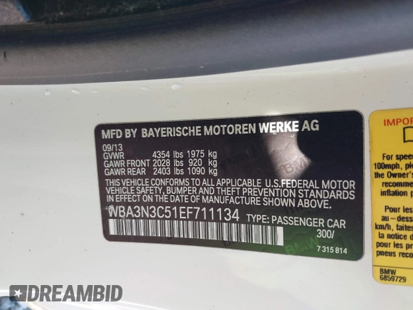 2014 BMW 4 Series 428i с VIN WBA3N3C51EF711134, выставлен на аукционе IAAI как лот 40582128 с пробегом 90 222 миль миль и . История ставок и продаж доступна на DreamBid. Изображение 9.