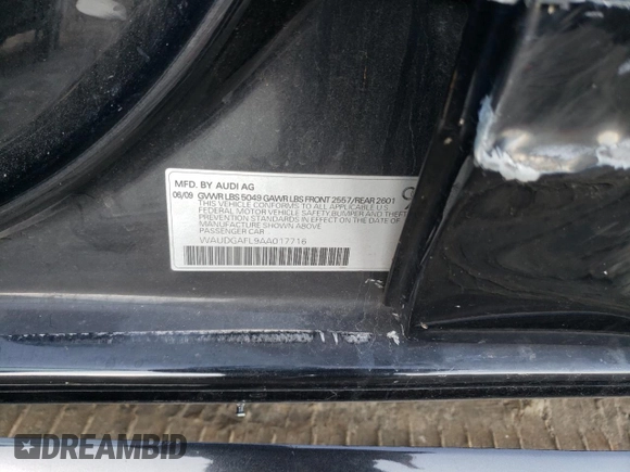 2010 Audi S4 Premium Plus with VIN WAUDGAFL9AA017716, listed as a Copart auction lot 45146875 with 0 mi miles and Salvage Title. Bid and sale history available at carsss.com. Image 13.