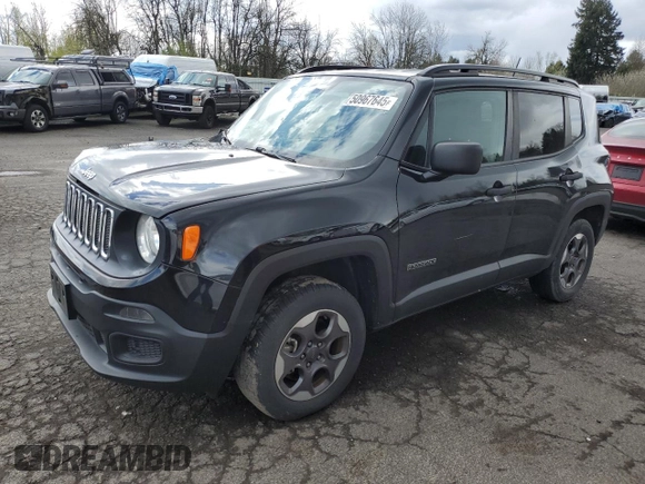 2018 Jeep Renegade Sport z VIN ZACCJBAB6JPG92329, wystawiony jako Copart lot #50967645 z przebiegiem 61 256 mil mil oraz Szkoda całkowita • Salvage title. Historia ofert i sprzedaży dostępna na DreamBid. Obrazek 1.