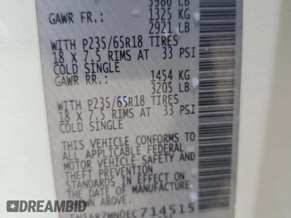 2014 Nissan Pathfinder Platinum with VIN 5N1AR2MN0EC714515, listed as a Copart auction lot 60979935 with 227,975 mi miles and Salvage title. Bid and sale history available at DreamBid. Image 12.