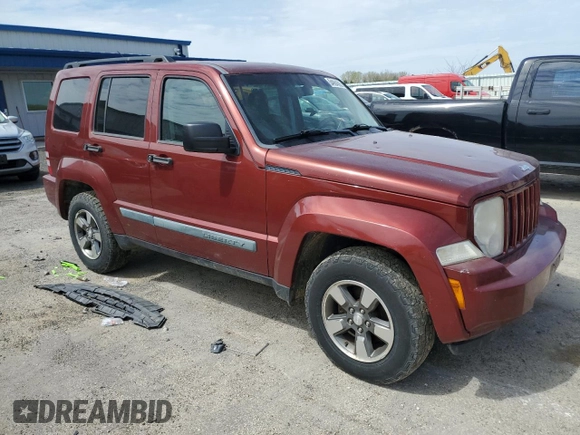 2008 Jeep Liberty Sport with VIN 1J8GN28K08W245240, listed as a Copart auction lot 54994595 with 212,745 mi miles and Non Repairable. Bid and sale history available at DreamBid. Image 4.