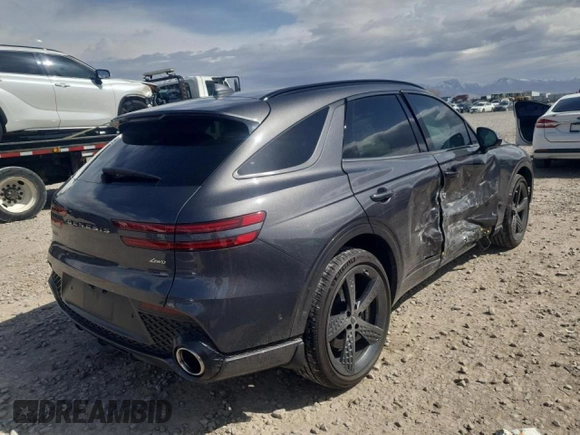 2023 Genesis GV70 2.5T with VIN KMUMADTB9PU100827, listed as a Copart auction lot 51080985 with 17,819 mi miles and Salvage Title. Bid and sale history available at carsss.com. Image 3.