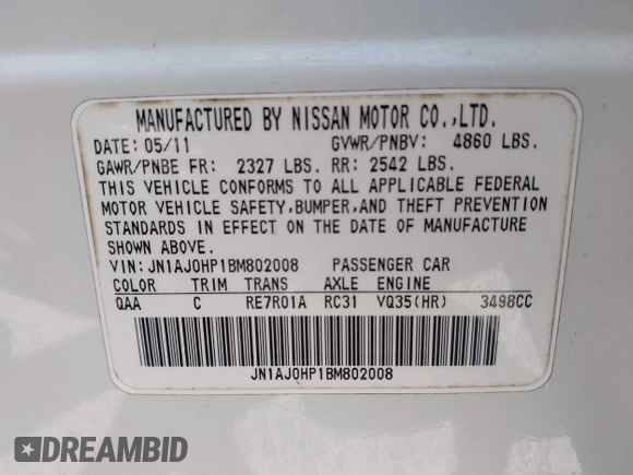 2011 Infiniti EX Journey с VIN JN1AJ0HP1BM802008, выставлен на аукционе IAAI как лот 42064403 с пробегом 147 002 миль миль и . История ставок и продаж доступна на DreamBid. Изображение 9.