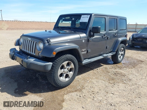 2017 Jeep Wrangler Unlimited Sahara with VIN 1C4BJWEG7HL641347, listed as a IAAI auction lot 41833356 with 84,735 mi miles. Bid and sale history available at carsss.com. Image 18.