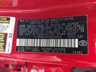 2025 Toyota Camry LE with VIN 4T1DAACK0SU033640, listed as a IAAI auction lot 41510686 with 8,875 mi miles. Bid and sale history available at carsss.com. Image 9.
