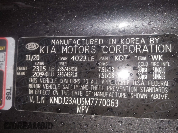 2021 Kia Soul LX with VIN KNDJ23AU5M7770063, listed as a IAAI auction lot 41554244 with 55,365 mi miles. Bid and sale history available at carsss.com. Image 9.