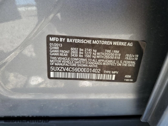 2013 BMW X5 xDrive35i z VIN 5UXZV4C59D0E01402, wystawiony jako Copart lot #55064725 z przebiegiem 108 373 mil mil oraz Szkody całkowita. Historia ofert i sprzedaży dostępna na DreamBid. Obrazek 13.