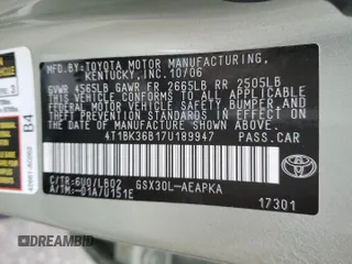 2007 Toyota Avalon XL with VIN 4T1BK36B17U189947, listed as a Copart auction lot 55127595 with 93,903 mi miles and Salvage Title. Bid and sale history available at DreamBid. Image 12.