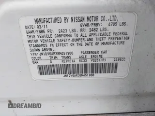 2011 Infiniti G25 Sedan x with VIN JN1DV6AR3BM451988, listed as a IAAI auction lot 41222232 with 173,126 mi miles. Bid and sale history available at carsss.com. Image 9.