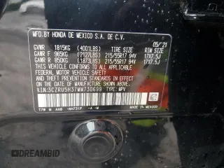 2021 Honda HR-V LX with VIN 3CZRU5H37MM730699, listed as a Copart auction lot 56505875 with 40,962 mi miles and Salvage title. Bid and sale history available at DreamBid. Image 13.