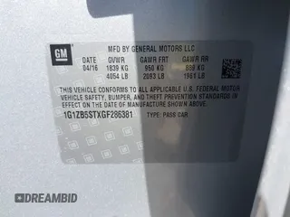 2016 Chevrolet Malibu LS with VIN 1G1ZB5STXGF286381, listed as a IAAI auction lot 42204535 with 81,079 mi miles and . Bid and sale history available at DreamBid. Image 9.