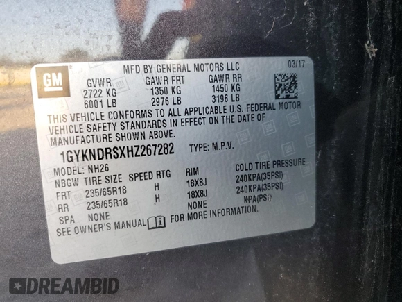 2017 Cadillac XT5 Luxury AWD z VIN 1GYKNDRSXHZ267282, wystawiony jako Copart lot #44536615 z przebiegiem Nie podano mil oraz Szkody całkowita. Historia ofert i sprzedaży dostępna na DreamBid. Obrazek 13.