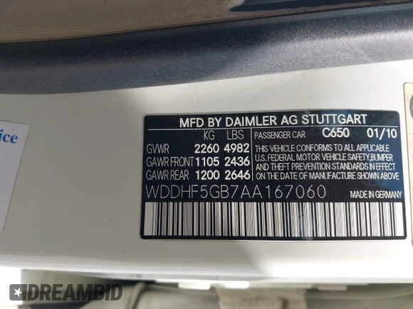 2010 Mercedes-Benz E 350 Luxury with VIN WDDHF5GB7AA167060, listed as a IAAI auction lot 42142664 with 118,651 mi miles and . Bid and sale history available at DreamBid. Image 9.