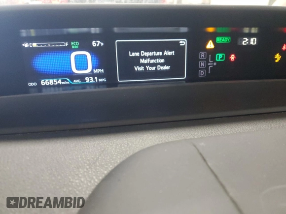 2020 Toyota Prius LE with VIN JTDKARFP2L3134042, listed as a Copart auction lot 54180165 with 66,854 mi miles and Salvage Title. Bid and sale history available at DreamBid. Image 9.