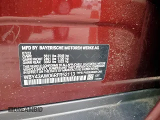 2024 BMW i4 eDrive35 z VIN WBY43AW06RFR52113, wystawiony jako Copart lot #54506065 z przebiegiem 21 588 mil mil oraz Tytuł czysty. Historia ofert i sprzedaży dostępna na DreamBid. Obrazek 12.