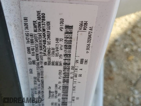 2019 Ford Fiesta SE with VIN 3FADP4BJ4KM137880, listed as a Copart auction lot 45726145 with 82,907 mi miles and Salvage Title. Bid and sale history available at carsss.com. Image 15.