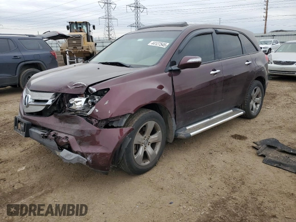 2009 Acura MDX Sport/Entertainment Pkg with VIN 2HNYD28869H503709, listed as a Copart auction lot 44127545 with 165,031 mi miles and Salvage Title. Bid and sale history available at carsss.com. Image 1.