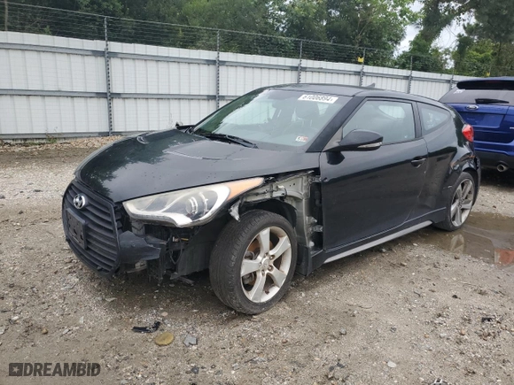 2014 Hyundai Veloster Turbo with VIN KMHTC6AE1EU198844, listed as a Copart auction lot 61006894 with 155,379 mi miles and Salvage Title. Bid and sale history available at carsss.com. Image 1.