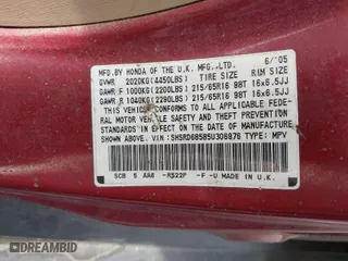 2005 Honda CR-V LX with VIN SHSRD68585U306976, listed as a IAAI auction lot 41999605 with 272,696 mi miles. Bid and sale history available at carsss.com. Image 9.
