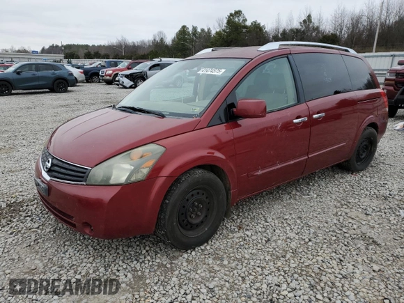 2008 Nissan Quest SL with VIN 5N1BV28U88N106199, listed as a Copart auction lot 41474575 with 206,845 mi miles and Salvage Title. Bid and sale history available at carsss.com. Image 1.