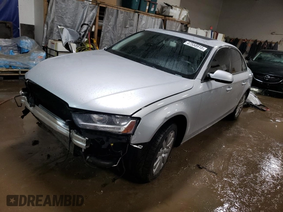 2014 Audi A4 Premium with VIN WAUBFAFL9EA048898, listed as a Copart auction lot 47558915 with 177,073 mi miles and Salvage Title. Bid and sale history available at carsss.com. Image 1.