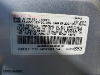 2008 Mitsubishi Lancer DE with VIN JA3AU16U18U034136, listed as a Copart auction lot 69643774 with 218,513 mi miles and Salvage Title. Bid and sale history available at carsss.com. Image 12.