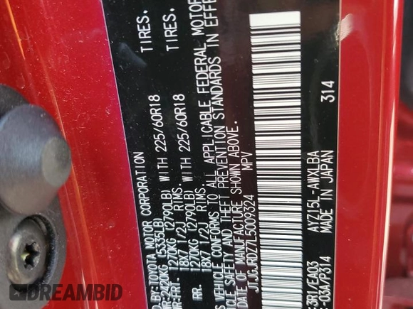 2020 Lexus NX with VIN JTJGJRDZ7L5009324, listed as a Copart auction lot 54719055 with 60,353 mi miles and Salvage Title. Bid and sale history available at carsss.com. Image 12.