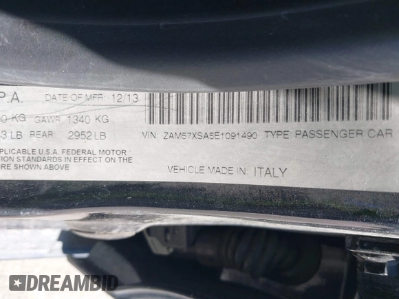 2014 Maserati Ghibli z VIN ZAM57XSA5E1091490, wystawiony jako IAAI lot #41848480 z przebiegiem 129 585 mil mil oraz . Historia ofert i sprzedaży dostępna na DreamBid. Obrazek 9.