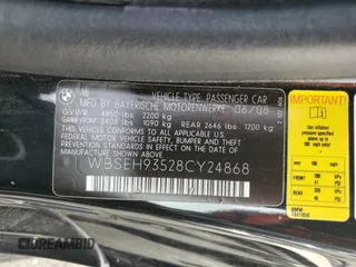 2008 BMW 6 Series M6 with VIN WBSEH93528CY24868, listed as a Copart auction lot 51190605 with 97,311 mi miles and Clean Title. Bid and sale history available at DreamBid. Image 12.