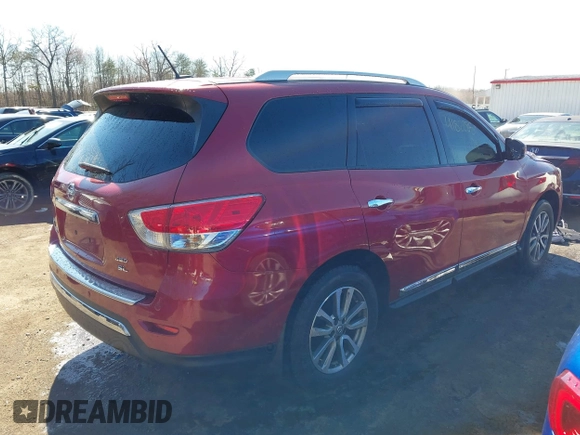 2015 Nissan Pathfinder SL with VIN 5N1AR2MM3FC704182, listed as a IAAI auction lot 41822851 with 75,943 mi miles and . Bid and sale history available at DreamBid. Image 4.