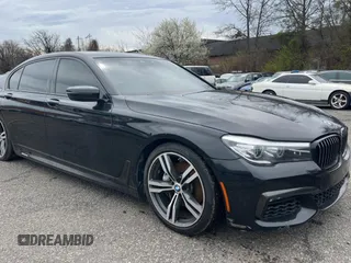 2019 BMW 7 Series 740i with VIN WBA7E2C5XKB217014, listed as a Copart auction lot 52131525 with 57,450 mi miles and Clean Title. Bid and sale history available at carsss.com. Image 1.