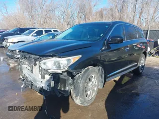 2013 Infiniti JX35 with VIN 5N1AL0MM7DC307092, listed as a IAAI auction lot 41625062 with 162,553 mi miles. Bid and sale history available at carsss.com. Image 2.