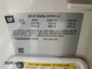 2010 Buick LaCrosse CXL with VIN 1G4GC5EG3AF172378, listed as a Copart auction lot 48846235 with 124,253 mi miles and Salvage Title. Bid and sale history available at DreamBid. Image 12.