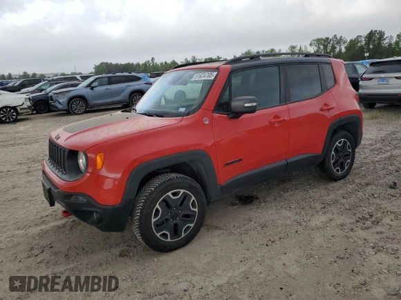 2016 Jeep Renegade Trailhawk with VIN ZACCJBCT1GPD85729, listed as a Copart auction lot 51624705 with 57,944 mi miles and Salvage Title. Bid and sale history available at carsss.com. Image 1.