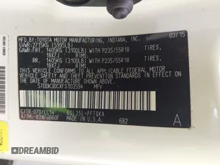 2015 Toyota Sienna Limited with VIN 5TDDK3DCXFS103594, listed as a IAAI auction lot 42515466 with 96,684 mi miles and . Bid and sale history available at DreamBid. Image 9.