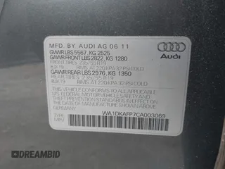2012 Audi Q5 Premium Plus с VIN WA1DKAFP7CA003069, выставлен на аукционе IAAI как лот 42261429 с пробегом 125 506 миль миль и . История ставок и продаж доступна на DreamBid. Изображение 9.
