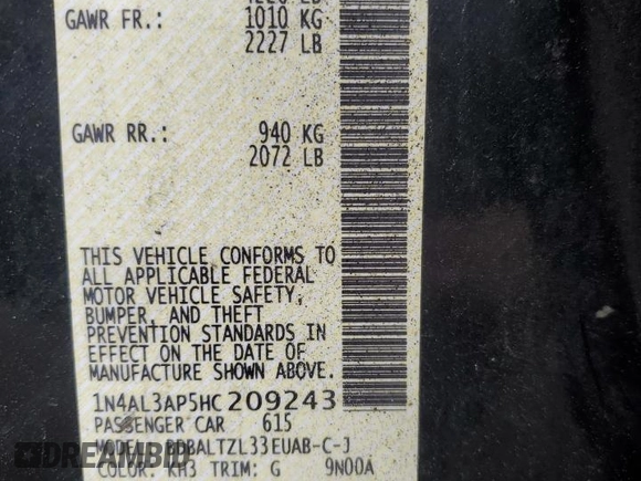 2017 Nissan Altima SL z VIN 1N4AL3AP5HC209243, wystawiony jako Copart lot #60032545 z przebiegiem 149 451 mil mil oraz Szkoda całkowita • Salvage title. Historia ofert i sprzedaży dostępna na DreamBid. Obrazek 12.