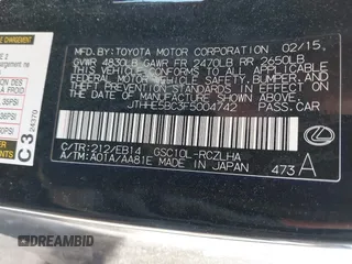 2015 Lexus RC 350 F Sport with VIN JTHHE5BC3F5004742, listed as a IAAI auction lot 42235743 with 108,388 mi miles and . Bid and sale history available at DreamBid. Image 9.