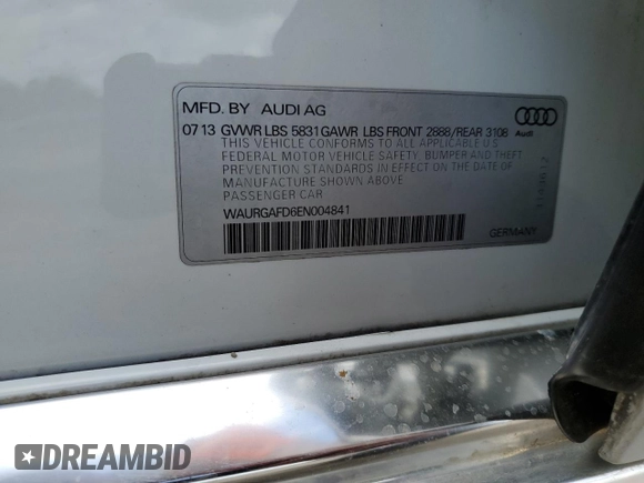 2014 Audi A8 3.0T z VIN WAURGAFD6EN004841, wystawiony jako Copart lot #51474005 z przebiegiem 214 588 mil mil oraz Szkoda całkowita • Salvage title. Historia ofert i sprzedaży dostępna na DreamBid. Obrazek 12.