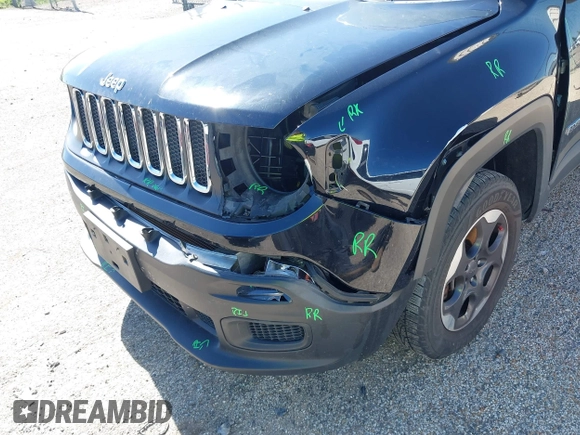 2017 Jeep Renegade Sport with VIN ZACCJBAB3HPF99343, listed as a IAAI auction lot 39594083 with 85,446 mi miles and . Bid and sale history available at carsss.com. Image 6.