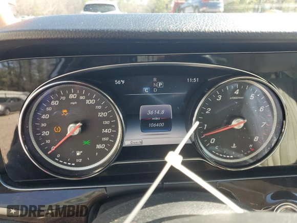 2017 Mercedes-Benz E-Class E 300 Luxury with VIN WDDZF4JB4HA098698, listed as a Copart auction lot 43629035 with 106,400 mi miles and Salvage Title. Bid and sale history available at carsss.com. Image 9.