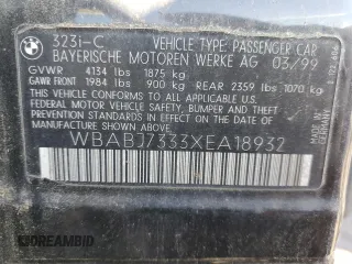 1999 BMW 3 Series 323ic with VIN WBABJ7333XEA18932, listed as a Copart auction lot 84466504 with 135,310 mi miles and Clean Title. Bid and sale history available at carsss.com. Image 12.