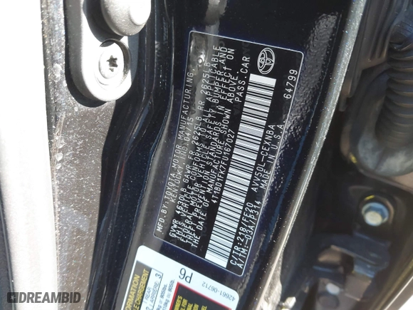 2015 Toyota Camry Hybrid LE with VIN 4T1BD1FK7FU167027, listed as a IAAI auction lot 41697235 with 253,152 mi miles. Bid and sale history available at carsss.com. Image 9.