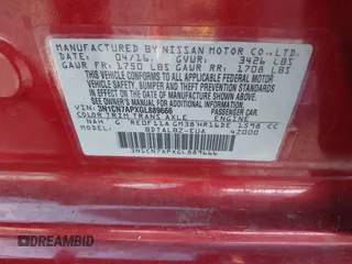 2016 Nissan Versa SV with VIN 3N1CN7APXGL889666, listed as a IAAI auction lot 41788308 with 13,064 mi miles and . Bid and sale history available at carsss.com. Image 9.