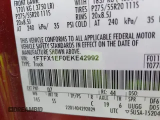 2014 Ford F-150 XL with VIN 1FTFX1EF0EKE42992, listed as a IAAI auction lot 41568048 with 156,499 mi miles. Bid and sale history available at carsss.com. Image 9.