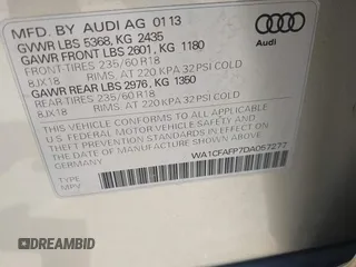2013 Audi Q5 Premium with VIN WA1CFAFP7DA057277, listed as a IAAI auction lot 42411345 with 119,326 mi miles and . Bid and sale history available at DreamBid. Image 9.