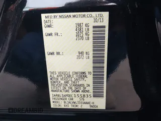 2014 Nissan Altima SL with VIN 1N4BL3AP0EC155835, listed as a IAAI auction lot 41801034 with 121,329 mi miles and . Bid and sale history available at DreamBid. Image 9.
