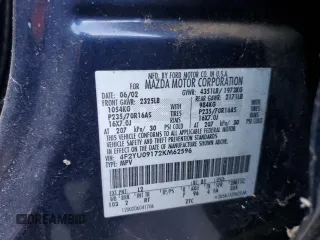 2002 Mazda Tribute LX with VIN 4F2YU09172KM62596, listed as a Copart auction lot 76912034 with 225,892 mi miles and Salvage Title. Bid and sale history available at carsss.com. Image 24.
