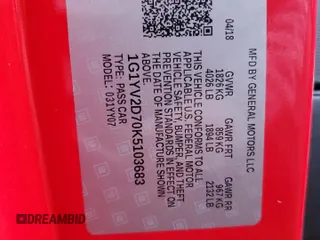 2019 Chevrolet Corvette Grand Sport 1LT z VIN 1G1YV2D70K5103683, wystawiony jako Copart lot #53854875 z przebiegiem 38 229 mil mil oraz Szkoda całkowita • Salvage title. Historia ofert i sprzedaży dostępna na DreamBid. Obrazek 13.