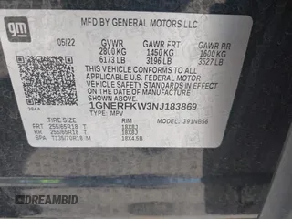 2022 Chevrolet Traverse LS with VIN 1GNERFKW3NJ183869, listed as a IAAI auction lot 42281313 with 55,316 mi miles and . Bid and sale history available at DreamBid. Image 9.